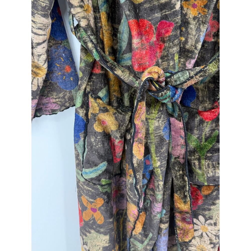 Natural Life Cozy Blanket Midi Robe Wildflower Floral Plush Tie Waist XS - Picture 5 of 7